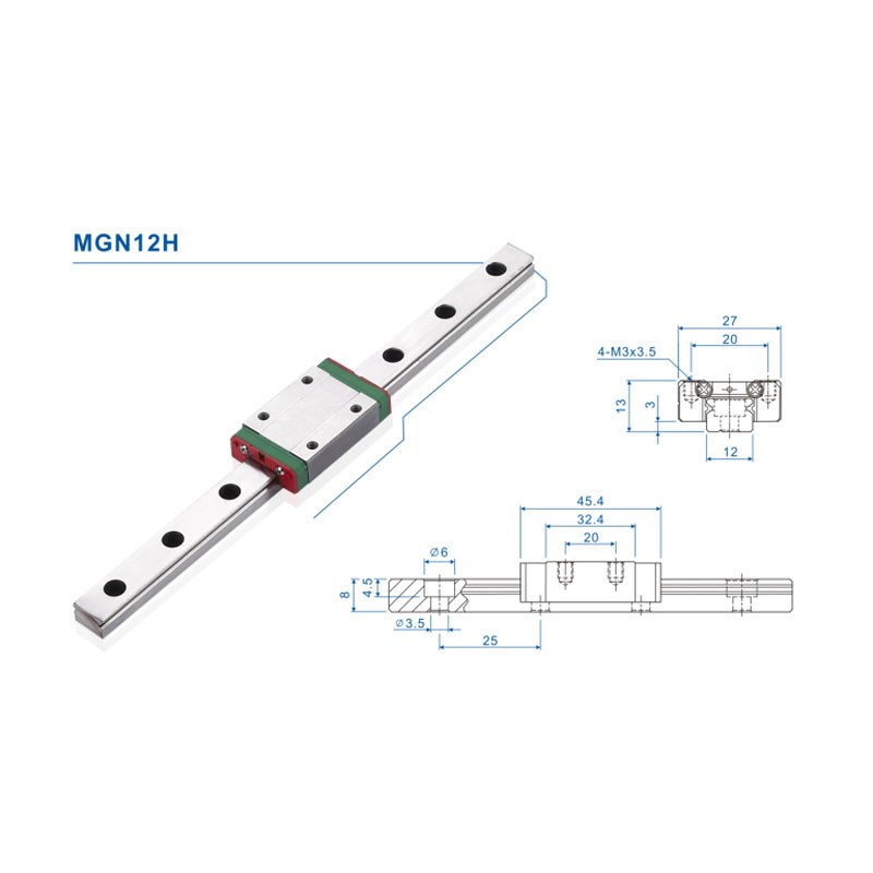 12mm Linear Guide MGN12 Rail 1 - Linear Rail Mgn12H Set ulasan dan harga